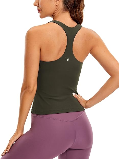 Photo 1 of Womens Large CRZ YOGA Butterluxe Workout Tank Tops for Women Built in Shelf Bras Padded - Racerback Athletic Spandex Yoga Camisole
