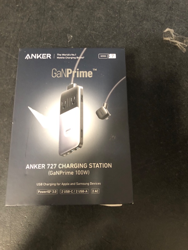 Photo 2 of Anker 727 Charging Station (GaNPrime 100W), Compact Power Strip for Travel, Work, 5 ft Detachable Extension Cord with 2 Outlets and 4 USB Ports, for iPhone 14, Samsung, iPad, MacBook (Not a Battery)
