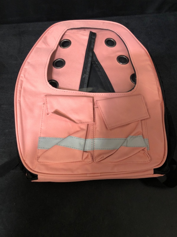 Photo 2 of Pet Carrier Backpack Cat Backpack with Showing and Outing Light Reflective Strip Breathable Backpack Pink
