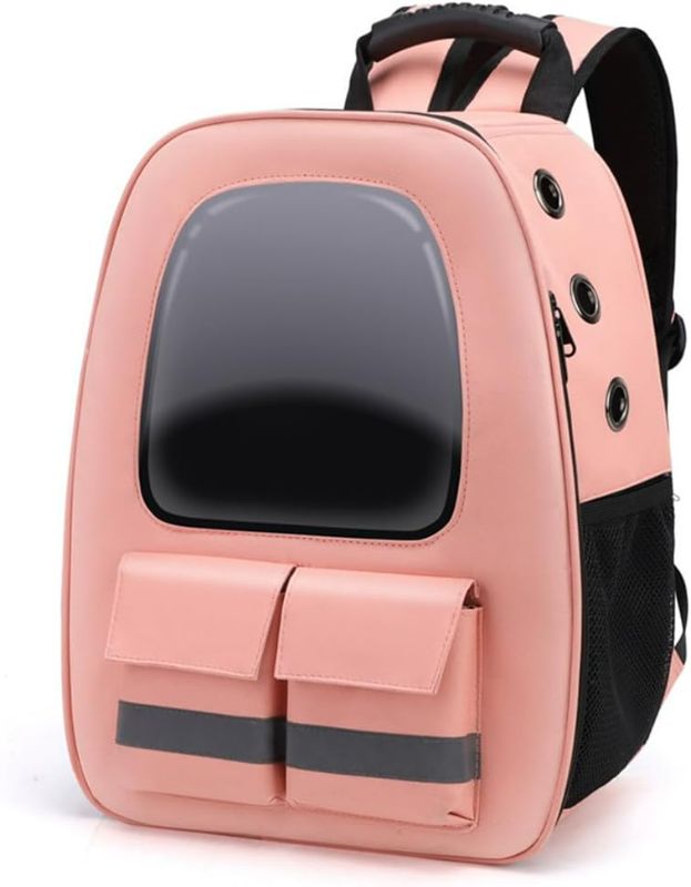 Photo 1 of Pet Carrier Backpack Cat Backpack with Showing and Outing Light Reflective Strip Breathable Backpack Pink
