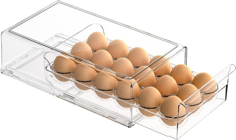 Photo 1 of Egg Container for Refrigerator BPA Free Refrigerator Organizer Bins,Stackable Egg Holder for Refrigerator,18 Egg Tray,Clear1
