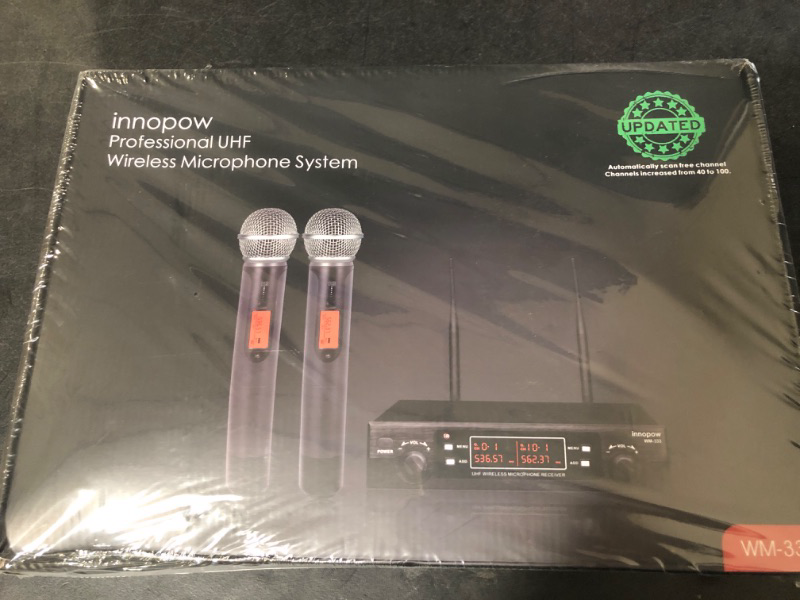 Photo 2 of 200-Channel Wireless Microphones System, Dual UHF Metal Cordless Mic Set, Auto Scan, Long Range 200-240Ft,16 Hours Use for Karaoke Singing, Church, 2022 Version(WM333)
