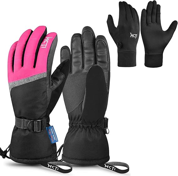 Photo 1 of Womens Medium MCTi Womens Ski Gloves MC1702 One Pair(Rose Red, Medium) Thin Glove Liner MC-1706 One Pair(Black, Medium)
