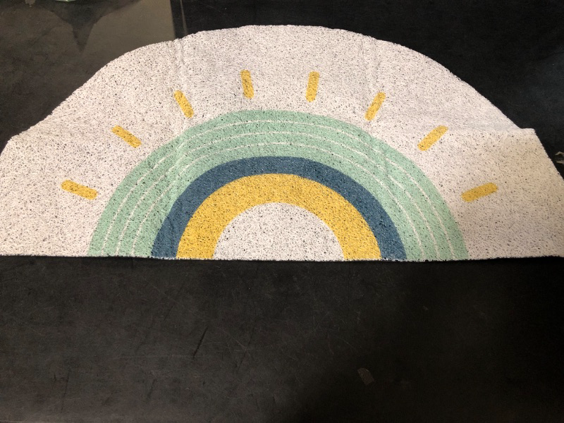 Photo 2 of Creative Semi-circular Area Rug Anti Slip Door Mat Rainbow Sun Printing Floor Mats Bedroom Carpet Rugs Entrance Doormat - Sun, 17.7"x35.4"
