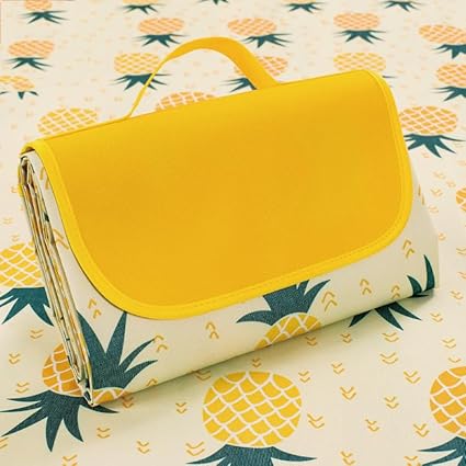 Photo 1 of Hi Space Picnic Blankets Extra Large 80''x60'' Picnic Mat Waterproof Foldable Beach Picnic Blanket Washable Park Blanket Outdoor Blanket for Grass Lawn Camping Picnic Gifts (Yellow Pineapple)
