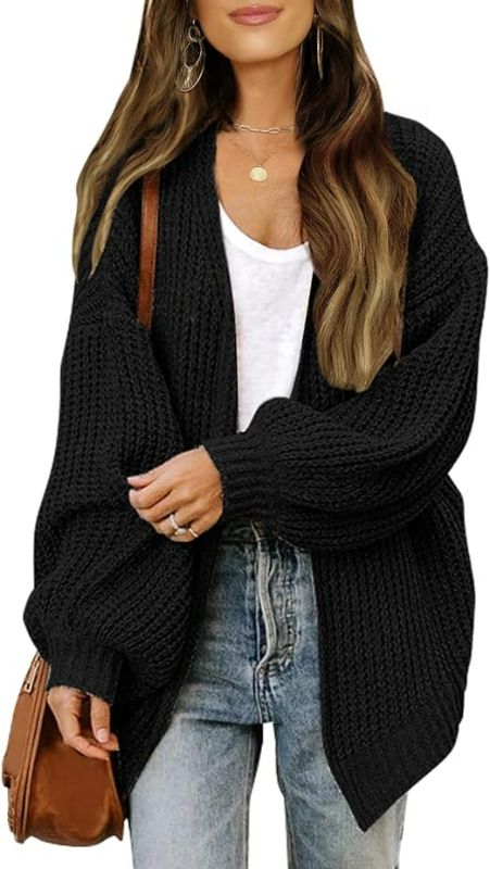 Photo 1 of Womens XL MEROKEETY Women's 2024 Fall Open Front Long Lantern Sleeve Cardigan Oversized Chunky Outwear with Pocket
