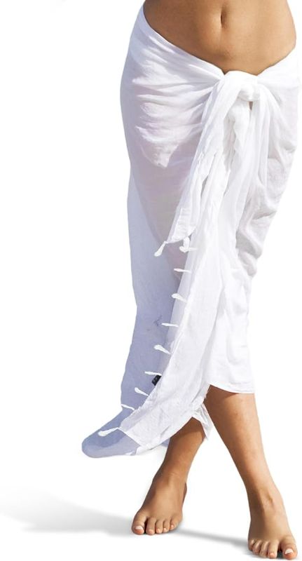 Photo 1 of White Sarong - Swimsuit Coverup for Women for Cruise Ships & Vacation | Sarong Wraps for Women | Swim Cover Up | Beach Clothes for Women | Pool Accessories for Women | Pareo Bathing Suit Cover
