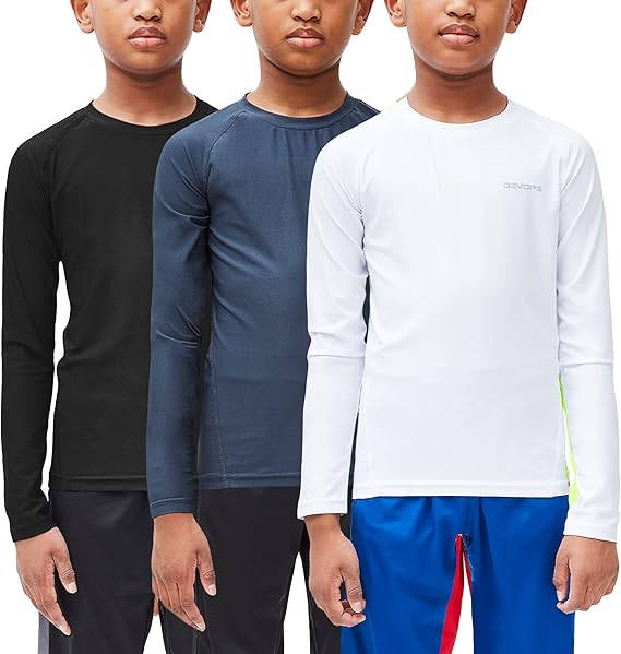 Photo 1 of Kids Size Small DEVOPS Youth Boys 2 or 3 Pack Compression Athletic Performance Baselayer Long Sleeve Shirts
