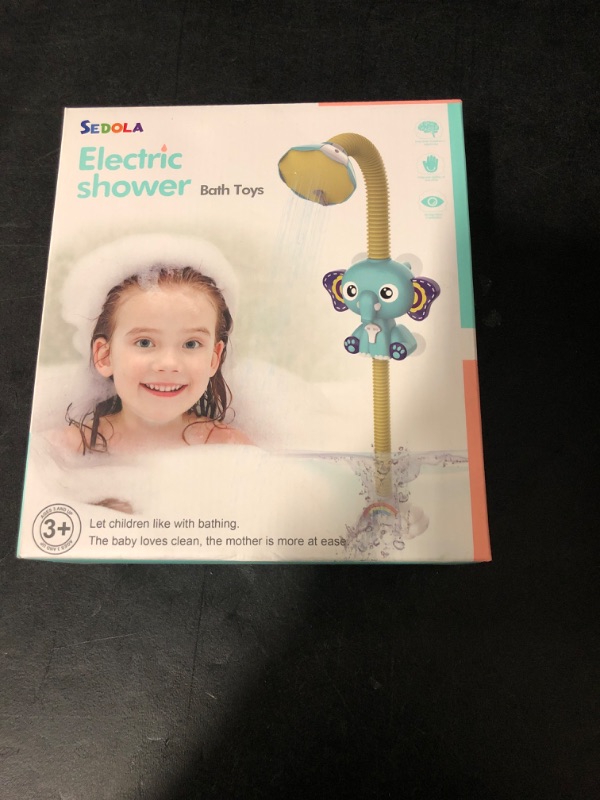 Photo 2 of Baby Bath Toys, Electric Shower with Baby Elephant Watering Can, Bathtub Toy with Bathing Suction Cups for Toddlers Kids Children Girls Boys 1 2 3 Year Old Gift
