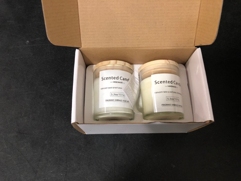 Photo 2 of 2 Pack Scented Candles, Gift for New Home Vanilla + Gardenia, Scented Jar Candle -Natural Aromatherapy Scented Candles, Long Lasting Soy Wax Candle, Festive,Stress Relief, Decor Aromatherapy Candles
