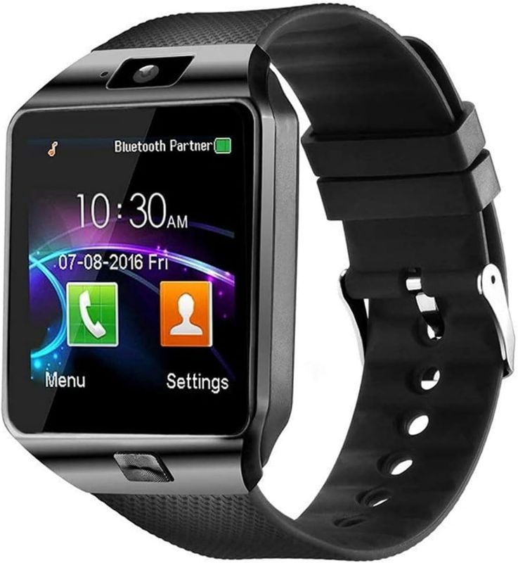 Photo 1 of Bluetooth Smartwatch,Touchscreen Wrist Smart Phone Watch Sports Fitness Tracker with SIM SD Card Slot Camera Pedometer,Black
