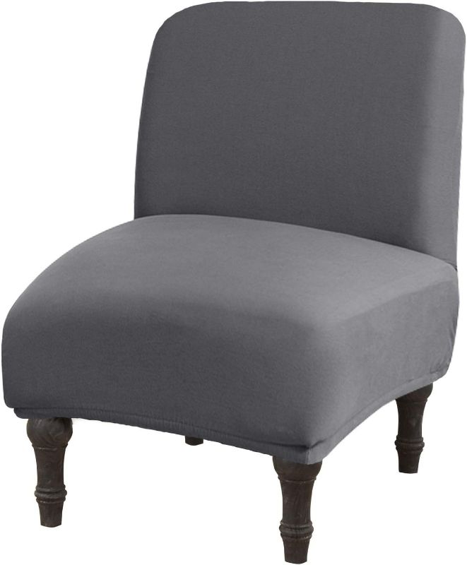 Photo 1 of Armless Accent Chair Cover, Large Size Armless Slipper Chair Slipcover, Stretch Universal Thin Fabric Living Room Chair Cover Furniture Protector Removable Washable for Home Hotel Living Room (Grey)
