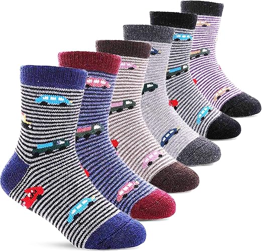 Photo 1 of HowJoJo Boys Wool Socks Kids Winter Warm Socks Thick Crew Socks 6 Pack 5-7 Years Old