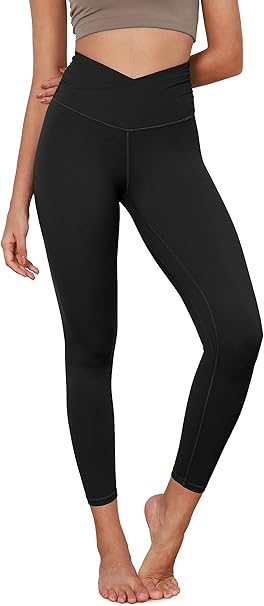 Photo 1 of Womens Large ODODOS Women's Cross Waist Yoga Leggings with Inner Pocket, 23"/25"/28" Gathered Crossover Workout Yoga Pants
