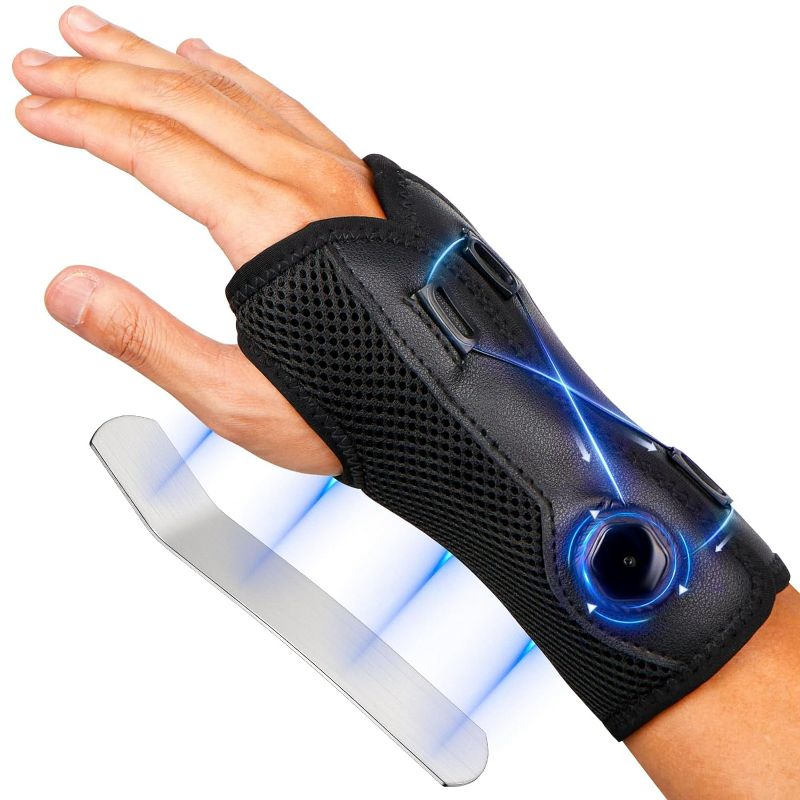 Photo 1 of Large Wrist Brace for Carpal Tunnel - Adjustable Knob Hand Brace Night Support, Fits Left & Right Hand, Provide Maximum Wrist Support for Men and Women for Tendonitis Arthritis Sprains (5.5-8 inch)
