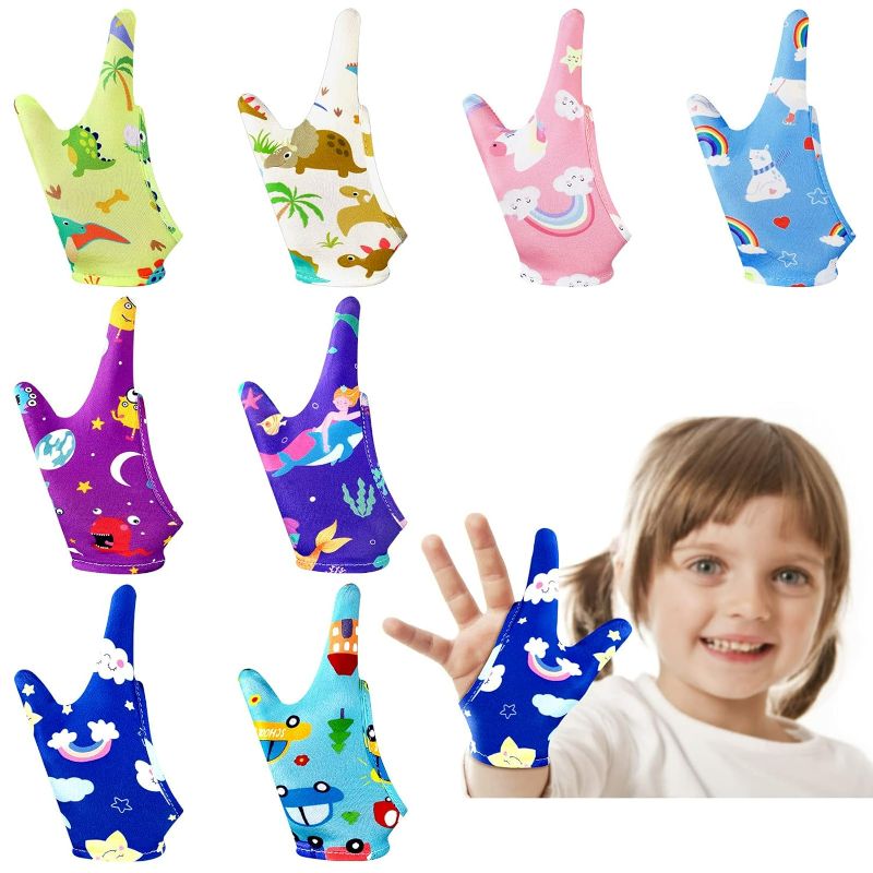 Photo 1 of 16 Pcs Thumb Sucking Stop for Kids Chewy Gloves Stop Breathable thumb Sucking Stop Thumb Guard for Thumb Sucking Nail Biting Gloves Cute Finger Sucking Stopper for Kids, 8 Style, 8 pairs (3-6 Years)
