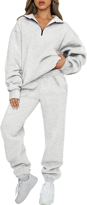 Photo 1 of Womens Small AUTOMET Womens 2 Piece Outfits Long Sleeve Sweatsuits Sets Half Zip Sweatshirts with Joggers Sweatpants
