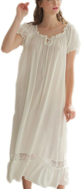 Photo 1 of Womans Medium Singingqueen Womens' Cotton Nightgown Nightshirt Ladies Victorian Sleepwear Dress Gown Pajamas Lounger
