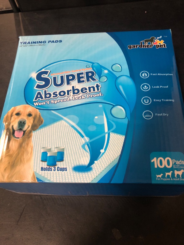 Photo 2 of Dog Pee Pads and Puppy Training Potty Pads by Gardner Pet - 50 Count 100 Count Box - 24" x 24" L - Quick Drying Surface - Super-absorbent Core (100-Count)
