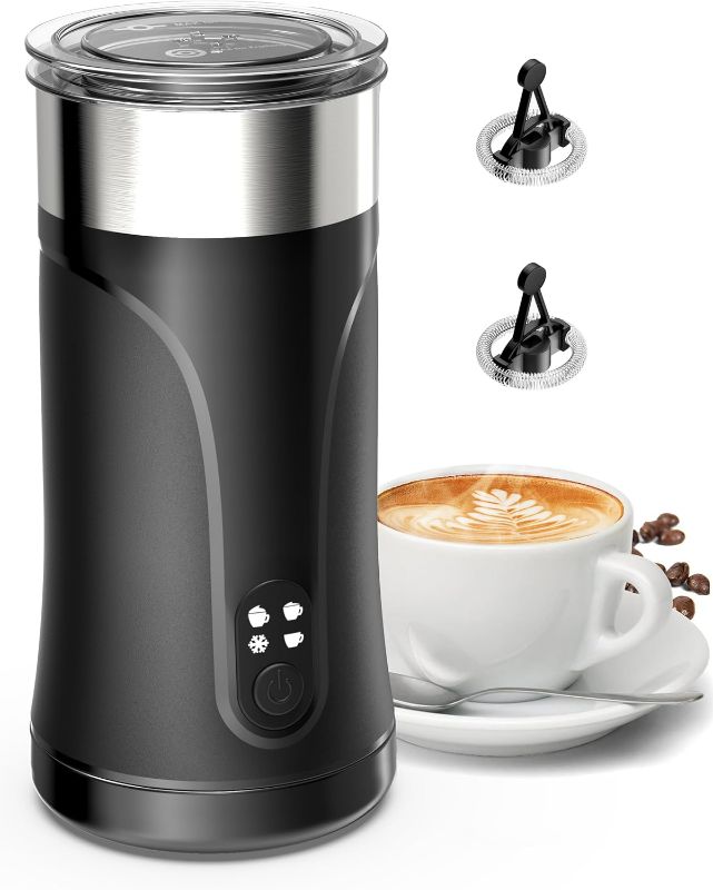 Photo 1 of 4 in 1 Milk Frother and Steamer, Non-Slip Design, Stainless Steel, Silent Operation Hot & Cold Milk Steamer, Auto Shut-Off Frother for Latte, Coffee, Cappuccino, Macchiato, Easy Cleaning, 240ml
