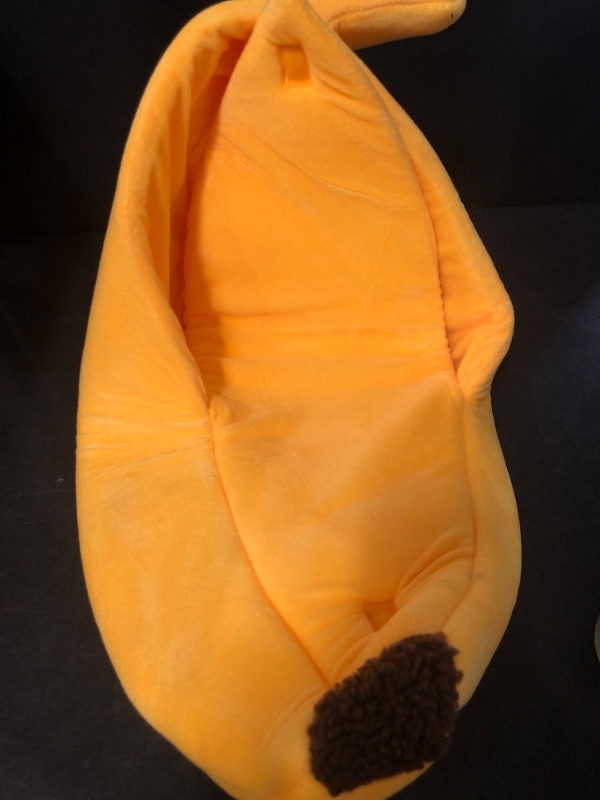 Photo 1 of Creative Banana Shape Pet Dog Cat Bed, Cute Banana Bed for Dog Cat Self-Warming Winter Bed Mat Pet Supplies for Puppy Kitten (M)
