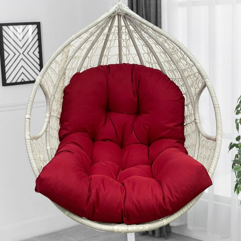 Photo 1 of Waterproof Hanging Egg Chair Cushion Outdor/Indoor,35''×47'' UV-Resistant Thickened Basket Swing Chair Cushion,Soft Egg Seat Pads for Garden Patio Furniture (burgundy)
