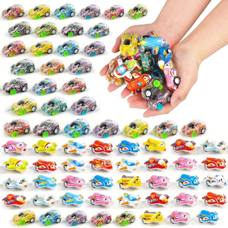 Photo 1 of 70 Bulk Mini Cars and Planes for Kids 4-8 Years Old, Mini Vehicles Set for Classroom Prizes, Treasure Box Toys, Goodie Bags Fillers, Carnival Prizes, and Birthday Return Party Favors
