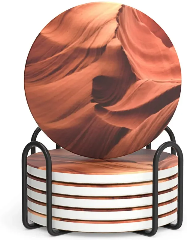 Photo 1 of LIFVER Ceramic Round Coaster Set with Holder
