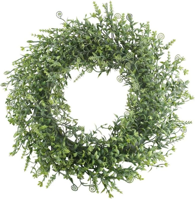 Photo 1 of Simulation Plant Grass Ring, Sweet Potato Leaf Hippocampus Grass Ring Wreath Romantic Wedding Pendant, Outdoor Garden Greenery Accessories Door Wall Decoration Photography Props (Hippocampus grass)
