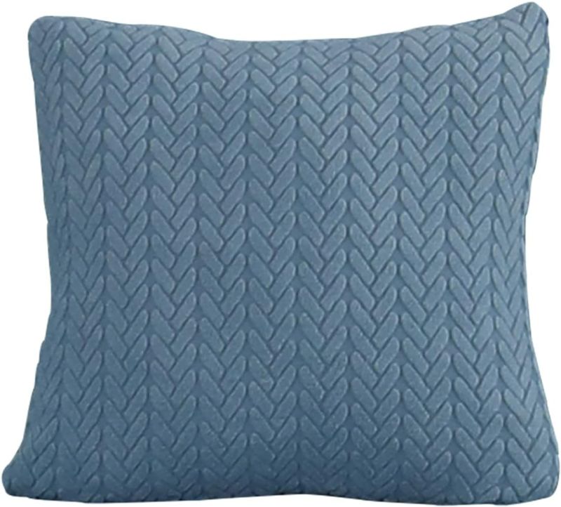 Photo 1 of 3PC Sofa Throw Pillow Case - Solid Soft Stretch Throw Pillow Covers 18 x 18 Inch 45 x 45 cm Square Pillowcase for Couch Sofa Home Decoration (Sea Blue Wheat)
