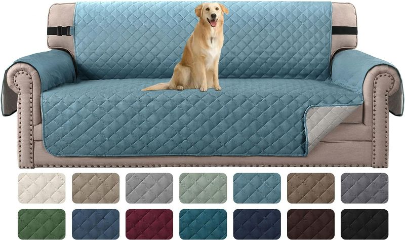 Photo 1 of H.VERSAILTEX Reversible Couch Cover for 3 Cushion Couch Water Resistant Sofa Cover Seat Width Up to 66" Washable Furniture Protector Cover for Dogs/Cats/Pets(Sofa, Cameo Blue/Beige)
