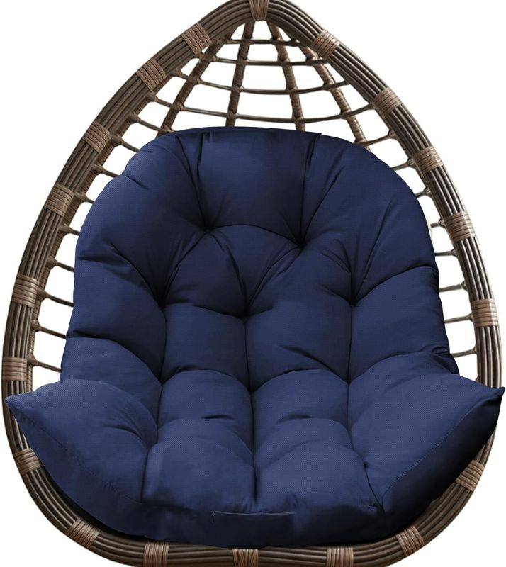 Photo 1 of Egg Chair Cushion, Outdoor Egg Chair Cushion Replacement, Waterproof Soft Egg Swing Chair Cushion for Outdoor Funiture, Thickened Hanging Egg Chair Cushion, 35x47x7 Inches (Navy)
