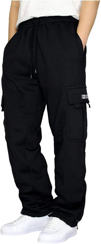 Photo 1 of Mens Large Men's Fleece Cargo Sweatpants Drawstring Loose Fit Sweatpants for Men with Pockets
