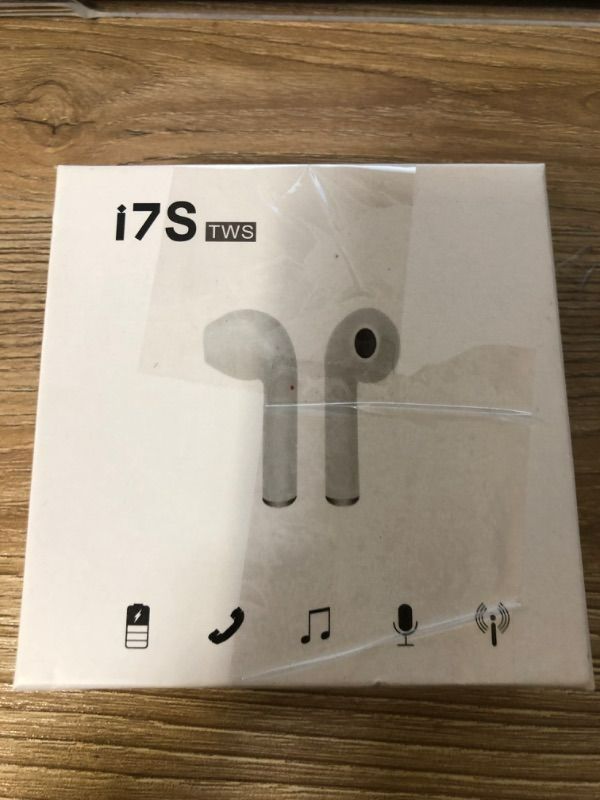 Photo 2 of I7S TWS WIRELESS BLUETOOTH EARBUDS, TRUE WIRELESS HEADSET, NOISE CANCELLING BLUETOOTH EARBUDS IPHONE AND ANDROID COMPATIBLE - WHITE, NEW IN BOX
