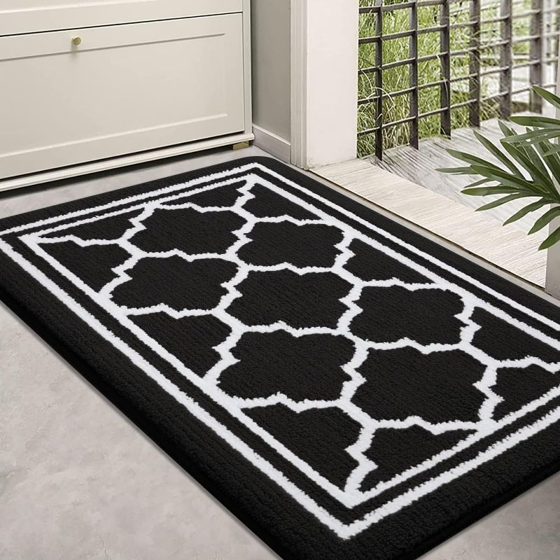 Photo 1 of Buganda Indoor Door Mat, Resist Dirt and Absorbent Entrance Mat, Anti-Slip, Low Profile Inside Floor Mat Doormat for Entryway (32x20 inches, Black)
