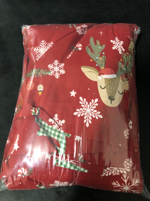 Photo 2 of Christmas Print - 100% Brushed Microfiber 1800 Thread Count Christmas Fitted Sheet , 2 Queen Size Pillow Shams.