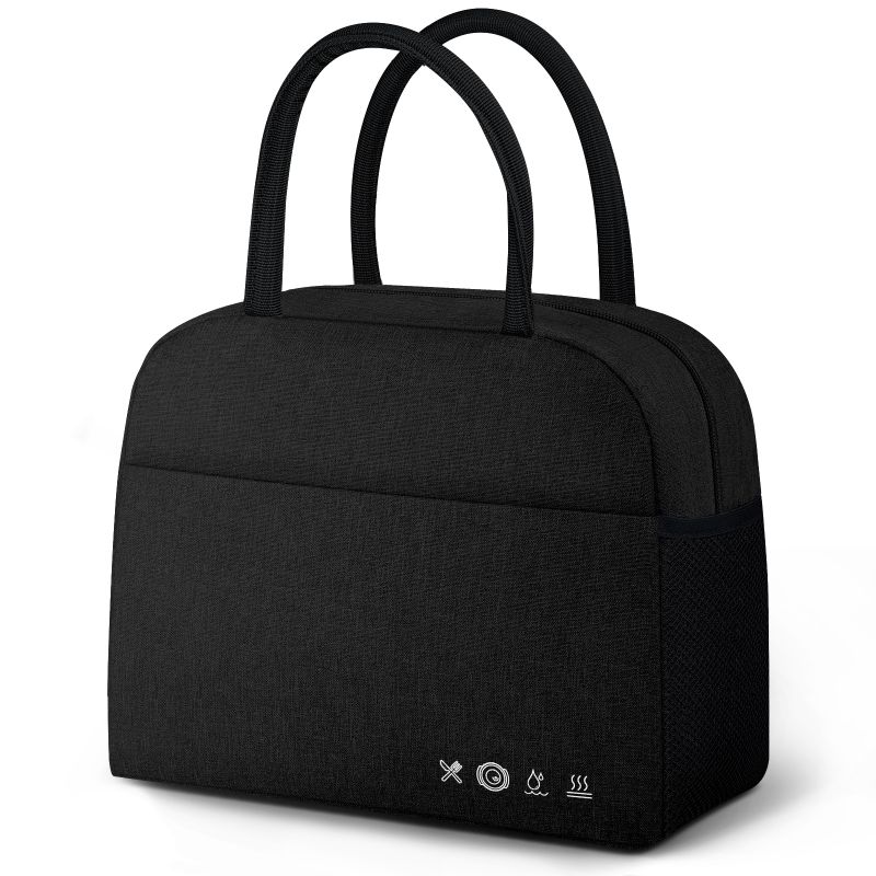 Photo 1 of Lunch Bag Lunch Box for Women Men Reusable Insulated Lunch Tote Bag,Leakproof Thermal Cooler Sack Food Handbags Case High Capacity forTravel Work School Picnic- Black
