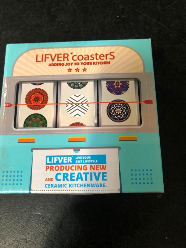 Photo 1 of LIFVER COASTERS FOR COFFEE TABLE, COASTERS FOR DRINKS ABSORBENT, DRINK COASTERS, HOUSEWARMING GIFT, HOME DECOR, SET OF 6, FARMHOUSE COASTER SET WITH HOLDER, 4 INCHES, SANDSTONE STYLE
