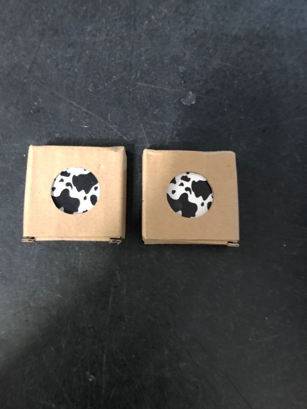 Photo 1 of 4 PACK SMALL CAR COASTERS 2.56", ABSORBENT STONE COASTERS CERAMIC CAR CUP COASTER DRINK CUP HOLDER COASTERS COW PRINT ANIMAL THEMED BLACK AND WHIT