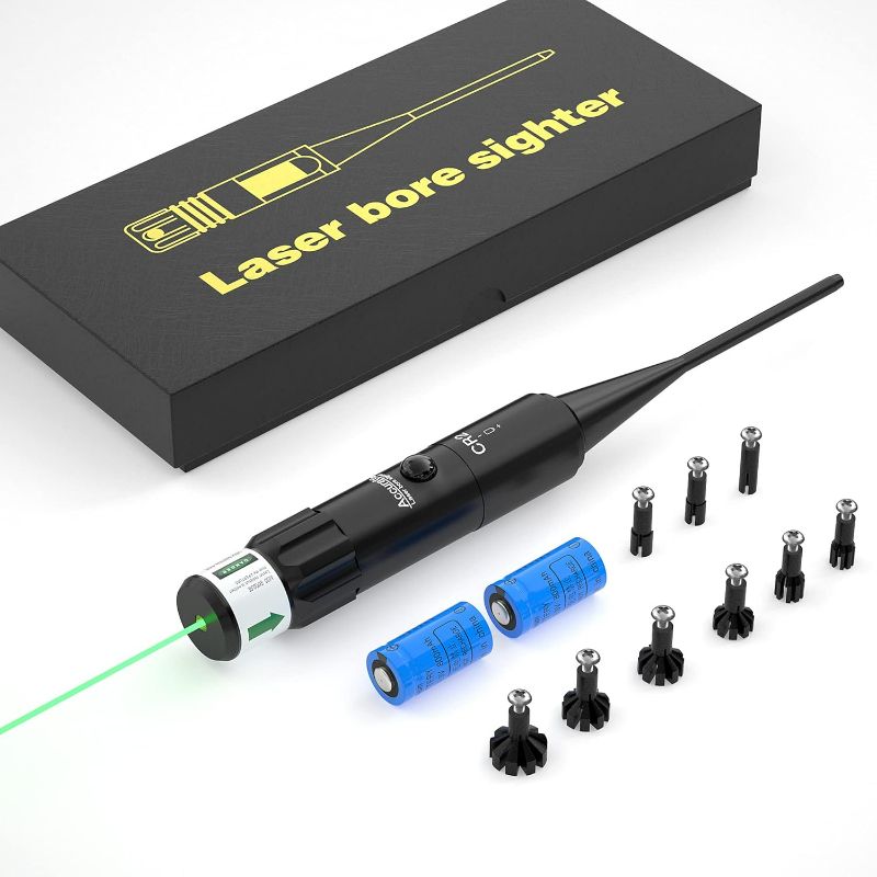 Photo 1 of BoreSighter Bore Sight kit Multiple Caliber, Laser Sight with Button Switch for .177 to .54 Caliber Rifles Handgun Hunting Scopes with 2 Sets of Batteries (Green Laser)
