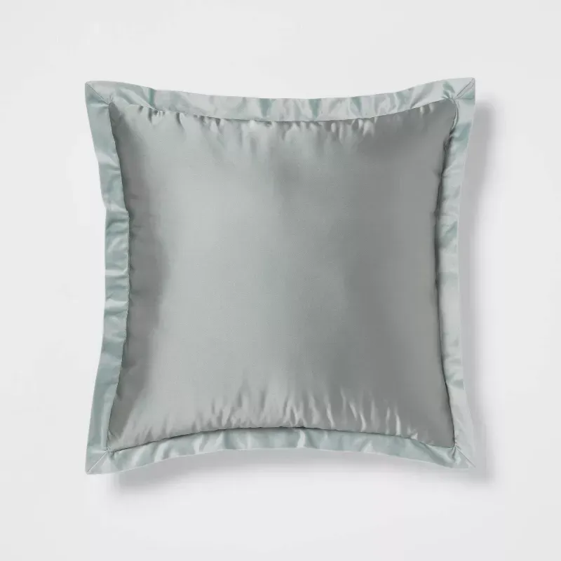 Photo 1 of 24"x24" Luxe Euro Sateen with Velvet Trim Decorative Pillow - Threshold™
