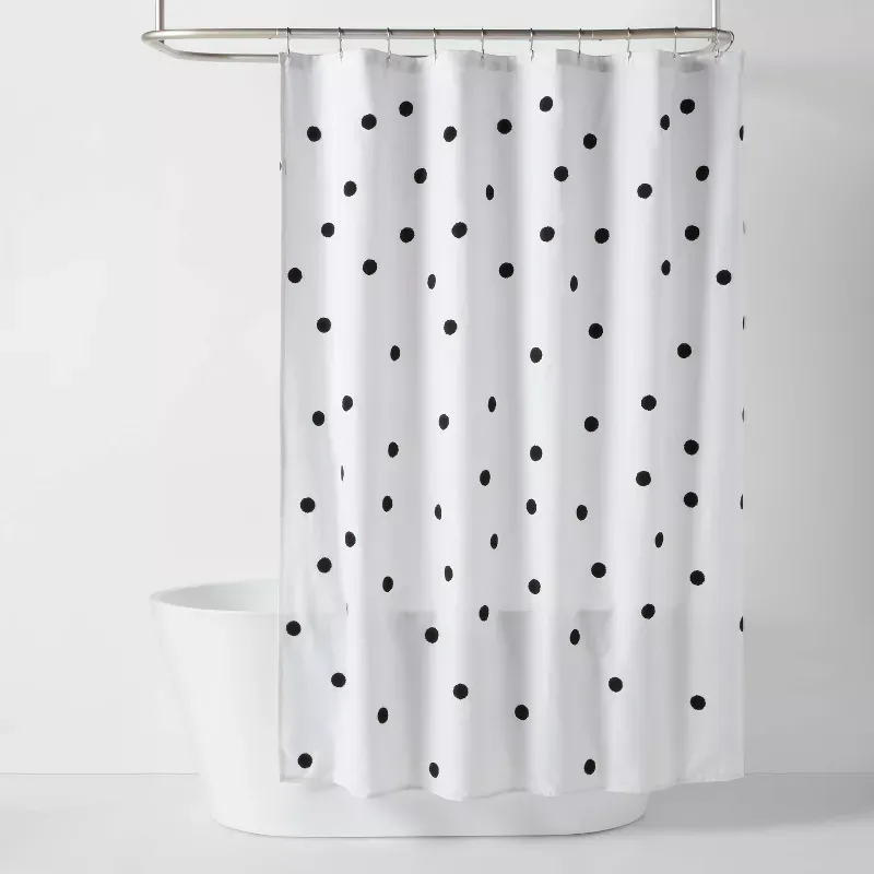 Photo 1 of Dot Textured Kids' Shower Curtain Black - Pillowfort™
