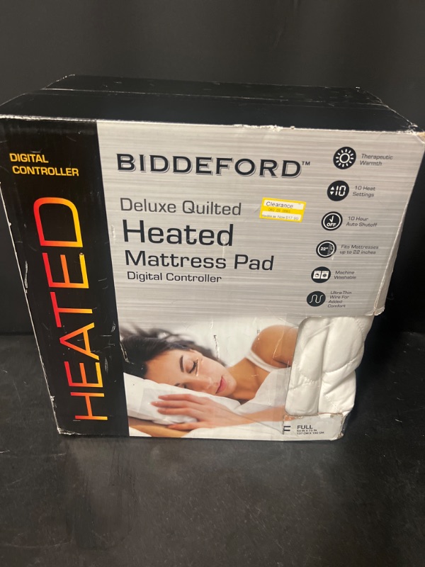 Photo 2 of FULL Quilted Electric Mattress Pad 10 Heat Setting - Biddeford Blankets - Machine Washable
