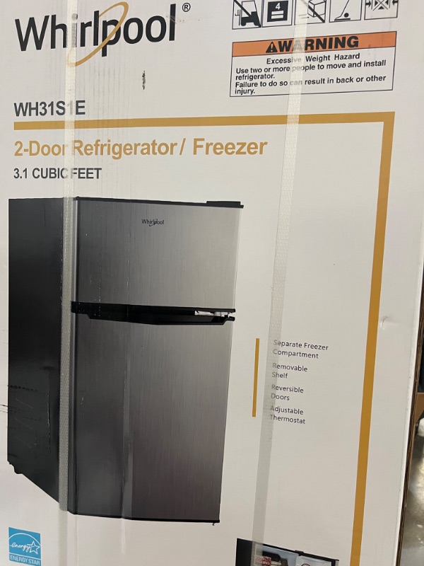 Photo 2 of Whirlpool 3.1 cu ft Mini Refrigerator Stainless Steel WH31S1E
