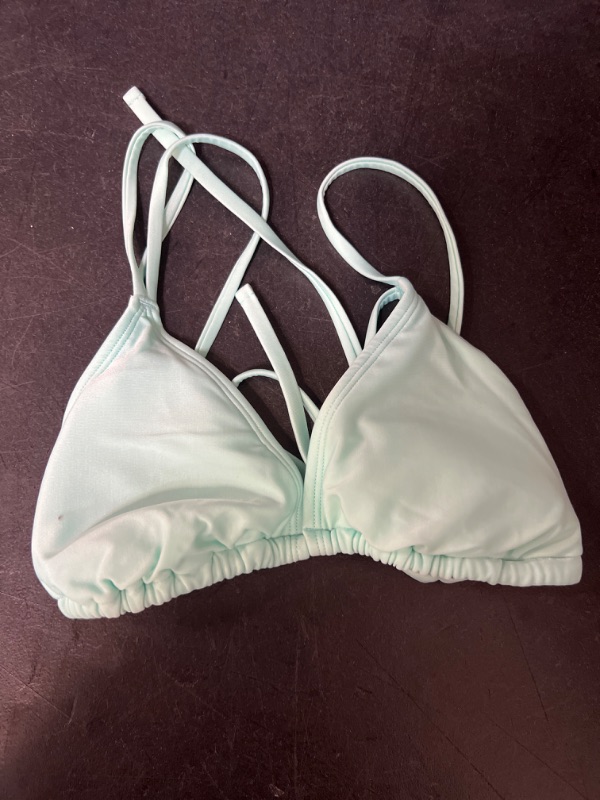 Photo 2 of Women's Medium  Double Strap Triangle Bikini Top - Wild Fable™ Mint Green
