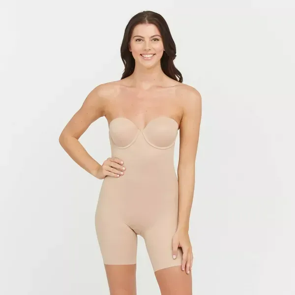 Photo 1 of ASSETS by SPANX Women's Flawless Finish Strapless Cupped Midthigh Bodysuit Size Large 
