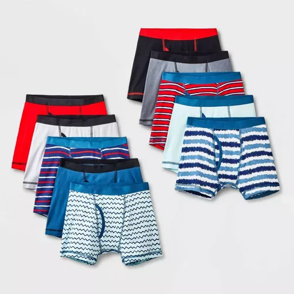 Photo 1 of Boys' 10pk Striped Boxer Briefs - Cat & Jack™ Red/Blue Size Medium (8)
