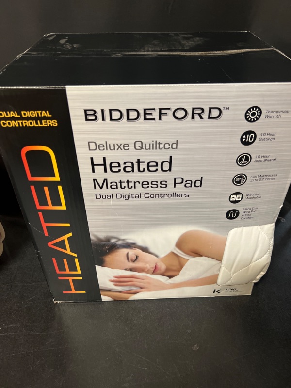 Photo 2 of King Quilted Electric Mattress Pad 10 Heat Settings - Biddeford Blankets - Machine Washable
