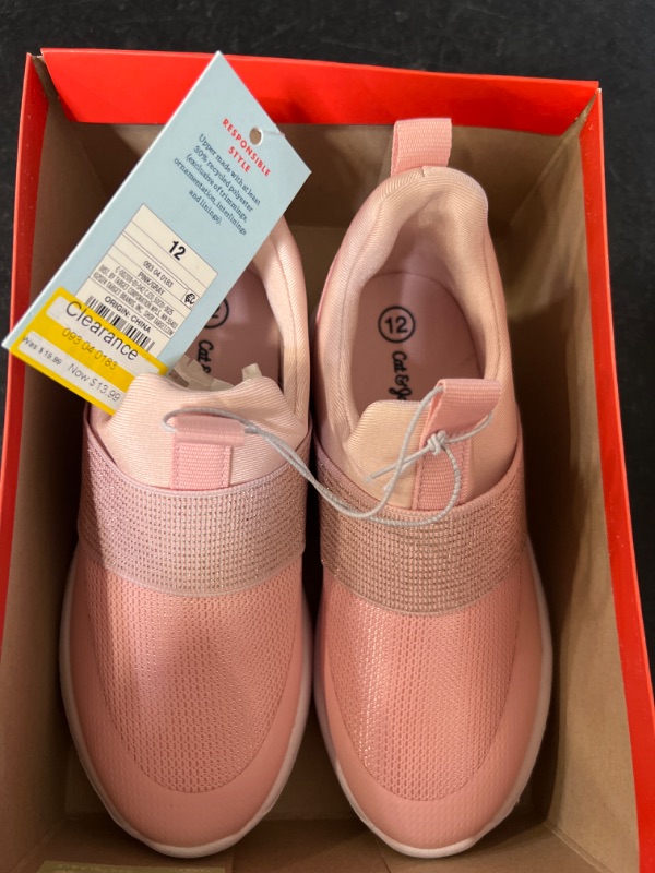 Photo 1 of CAT & JACK GIRLS PINK SNEAKERS SIZE 12