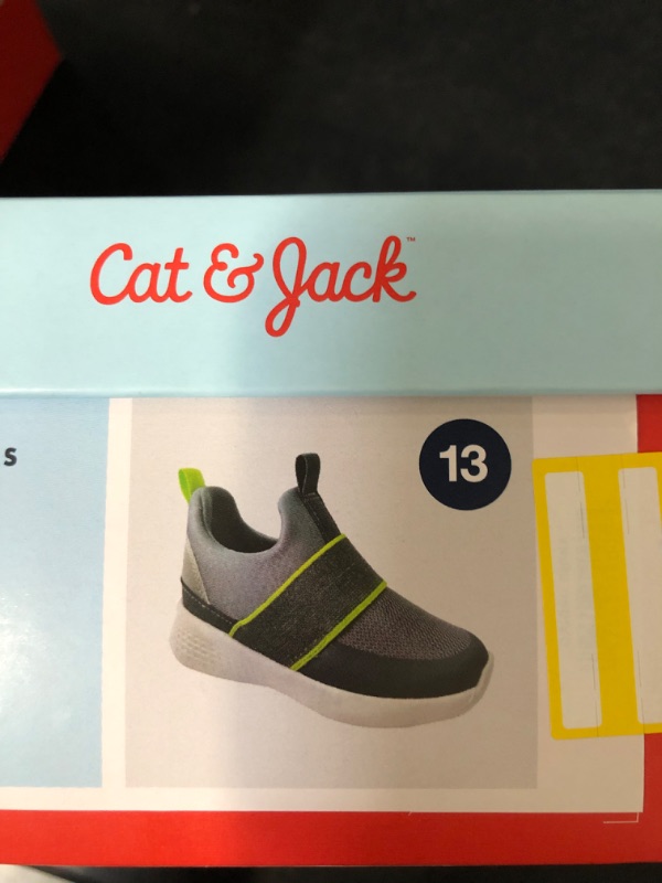 Photo 1 of CAT & JACK BOYS GREY & GREEN SNEAKERS SIZE 13